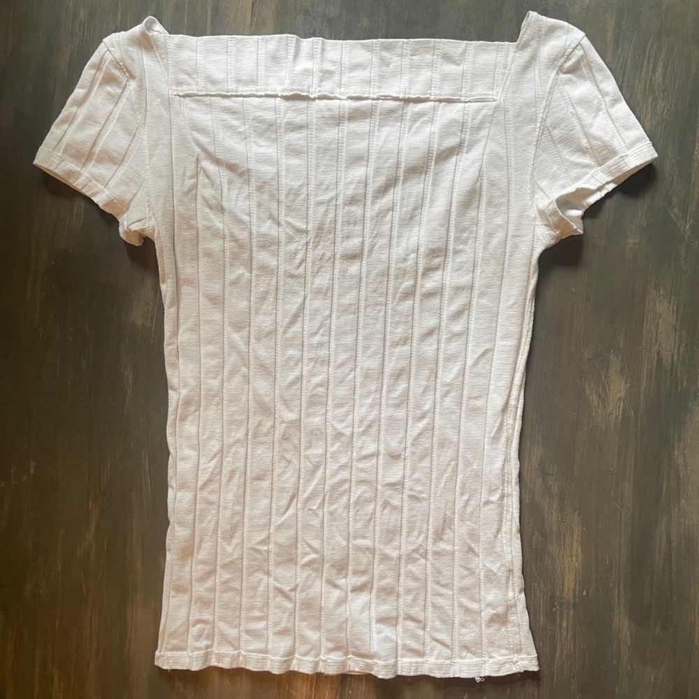 We The Free Off-White Ribbed Blouse